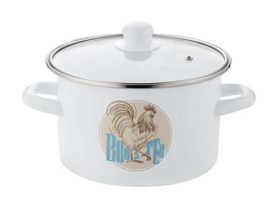 Garnek emaliowany prosty Kogut z pokrywką 20 cm 4,2 l