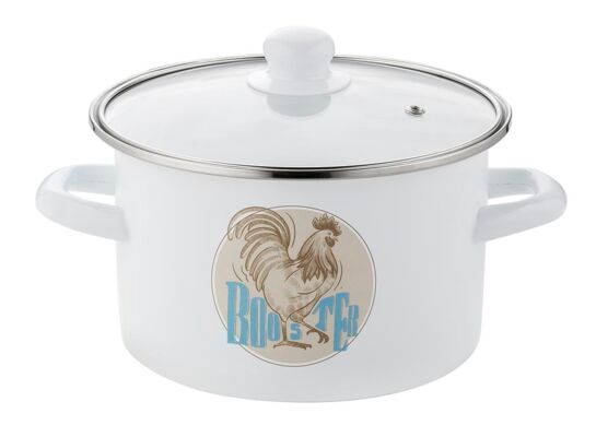 Garnek emaliowany prosty Kogut z pokrywką 22 cm 5,3 l