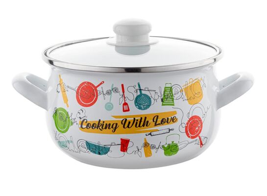 Garnek emaliowany Pyza Julia z pokrywką 16 cm 2,2 l