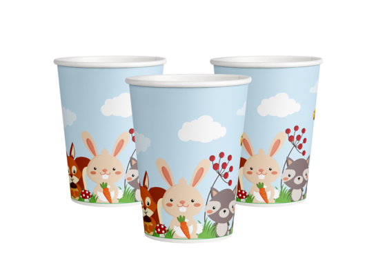 Kubek papierowy leśne zwierzątka 8 sztuk