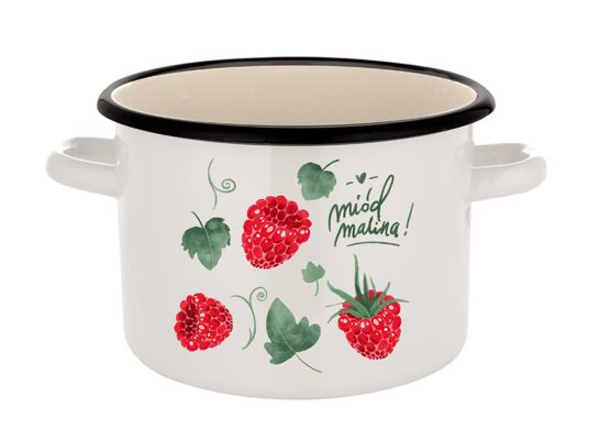 Garnek emaliowany prosty bez pokrywki Malina 18 cm 3,2 l