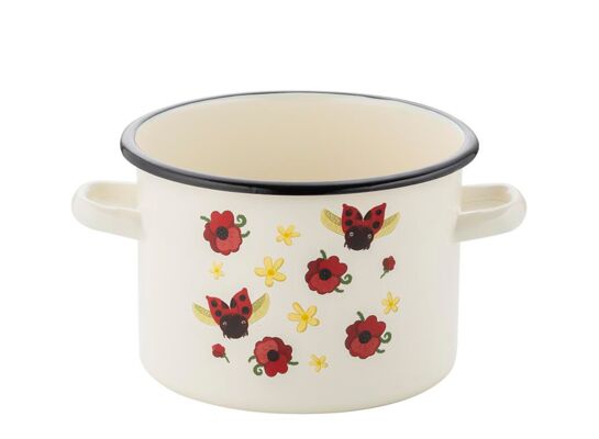 Garnek emaliowany prosty bez pokrywki Biedronka 16 cm 2 l