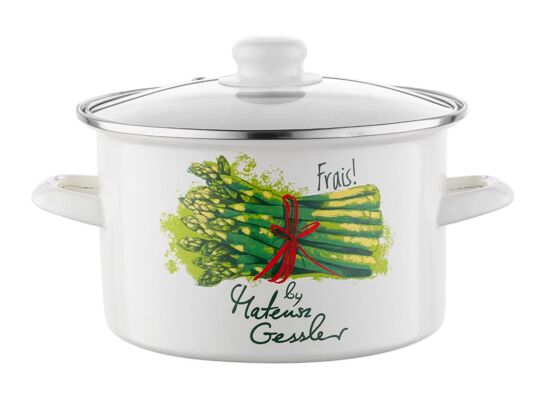Garnek emaliowany prosty Szparagi z pokrywką 20 cm 3,75 l