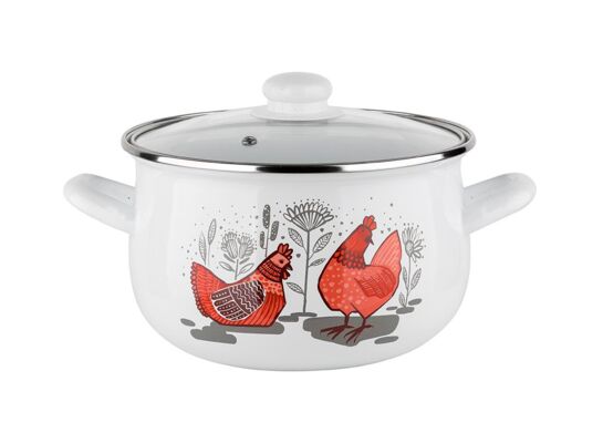 Garnek emaliowany Pyza Rubinka z pokrywką 18 cm 2,9 l