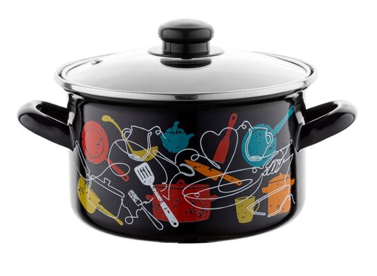 Garnek emaliowany prosty Malena z pokrywką 22 cm 4,7 l