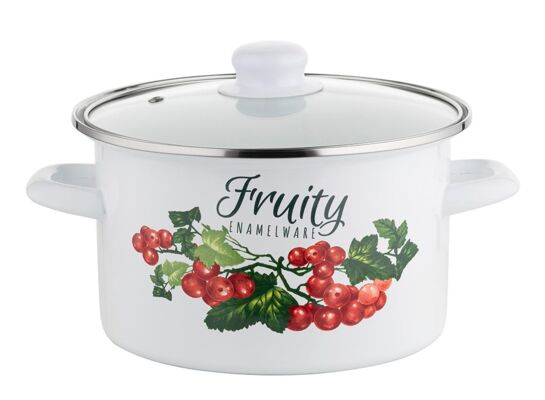 Garnek emaliowany prosty Kalina z pokrywką 20 cm 3,75 l