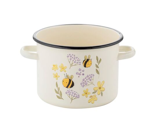 Garnek emaliowany prosty bez pokrywki Pszczoła 16 cm 2 l