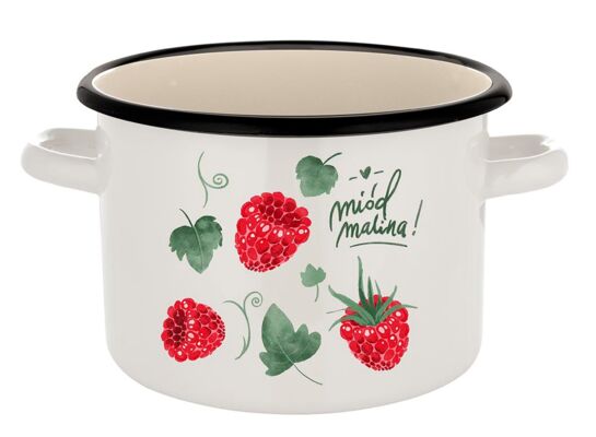 Garnek emaliowany prosty bez pokrywki Malina 22 cm 6 l
