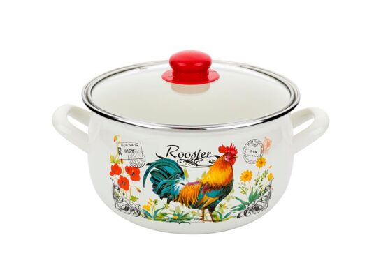 Garnek emaliowany Pyza Kogucik z pokrywką 18 cm 2,9 l