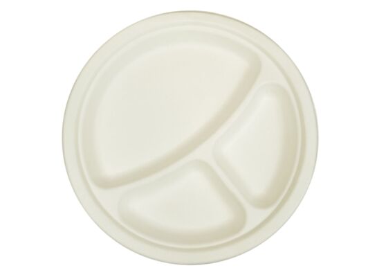 Talerz trójdzielny biodegradowalny z trzciny cukrowej 23 cm 6 sztuk