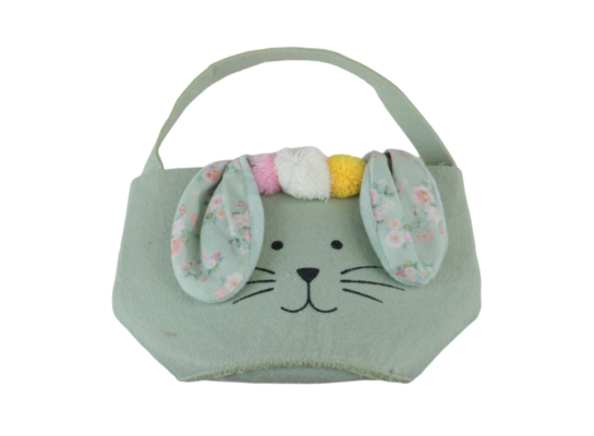 Koszyk Wielkanocny teksylny zając 27 x 15 x 12 cm zielony