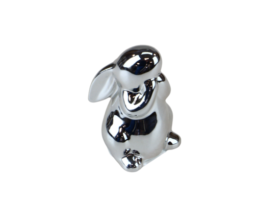 Figurka ceramiczna zając 6,2 x 6,3 x 9,9 cm srebrny