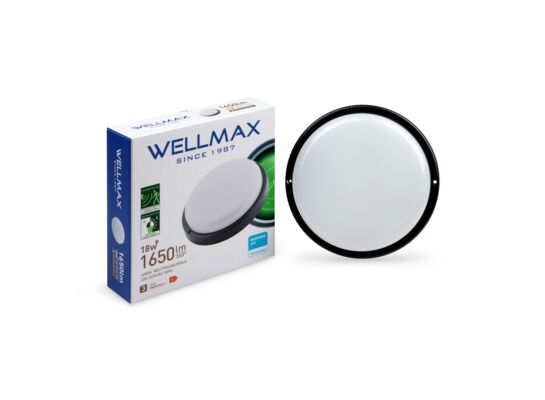 Lampa LED bulkhead okrągły czarny z czujnikiem 18 W 1650 lm