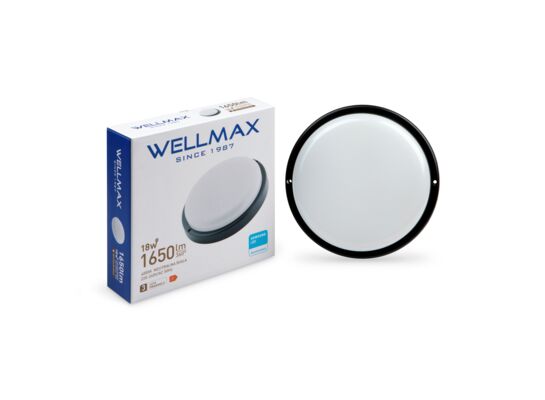 Lampa LED bulkhead okrągły czarny 18 W 1650 lm