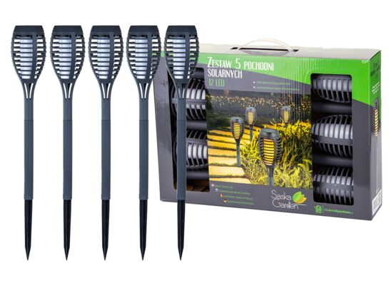 Zestaw 5 sztuk lamp solarnych tańczące płomyki 46,5 cm Saska Garden