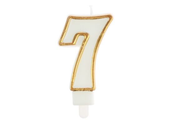 Świeczka cyfra 7 biało-złoty
