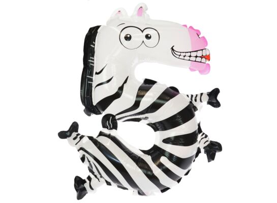 Balon foliowy cyfra 5 zebra