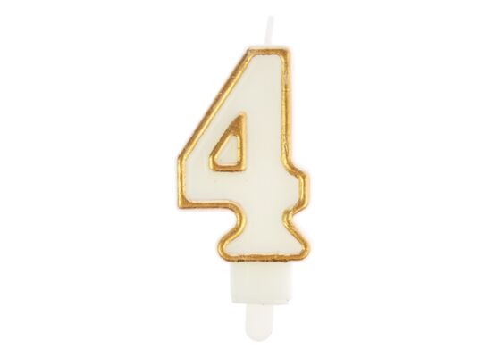 Świeczka cyfra 4 biało-złoty