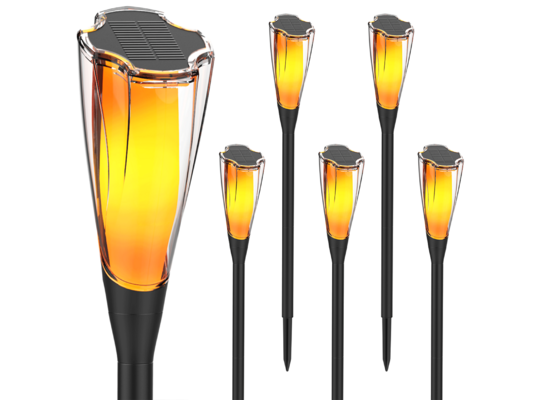 Lampa solarna wbijana efekt płomienia 7,9 x 65 cm czarny