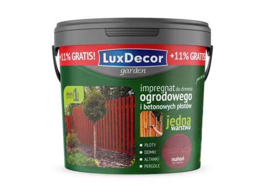 Impregnat do drewna ogrodowego i betonowych płotów mahoń 4,5 l + 11% GRATIS Luxdecor