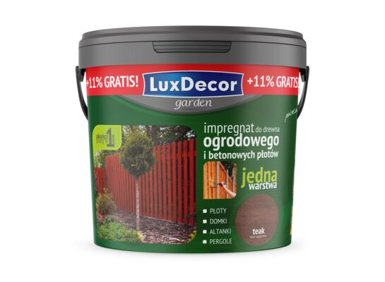 Impregnat do drewna ogrodowego i betonowych płotów teak 4,5 l + 11% GRATIS LuxDecor