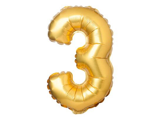 Balon foliowy cyfra 3 matowy złoty