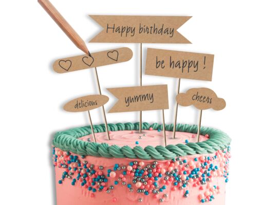 Dekoracja na tort piker flaga Kraft Balloons 9 sztuk