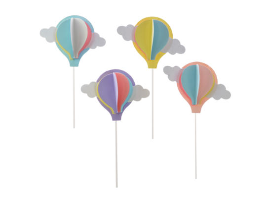 Dekoracja na tort piker kolorowe baloniki 4 sztuki