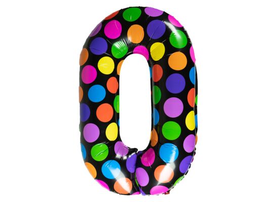 Balon foliowy w kropki cyfra 0