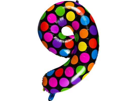 Balon foliowy w kropki cyfra 9