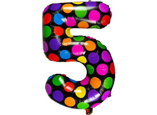 Balon foliowy w kropki cyfra 5