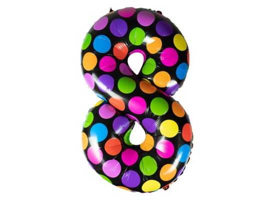 Balon foliowy w kropki cyfra 8