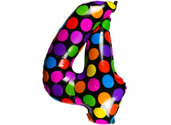 Balon foliowy w kropki cyfra 4