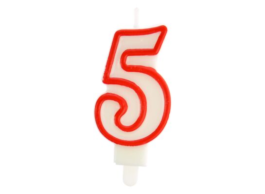 Świeczka cyfra 5 czerwony