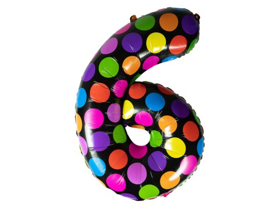 Balon foliowy w kropki cyfra 6