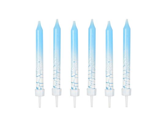 Świeczka z efektem spękania 6 sztuk niebiesko-biały