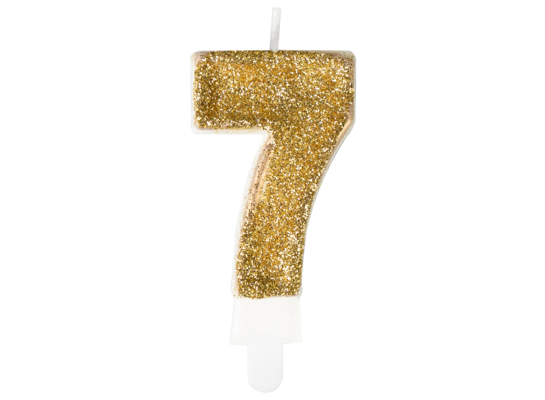Świeczka premium cyfra 7 złoty