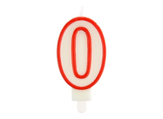 Świeczka cyfra 0 czerwony