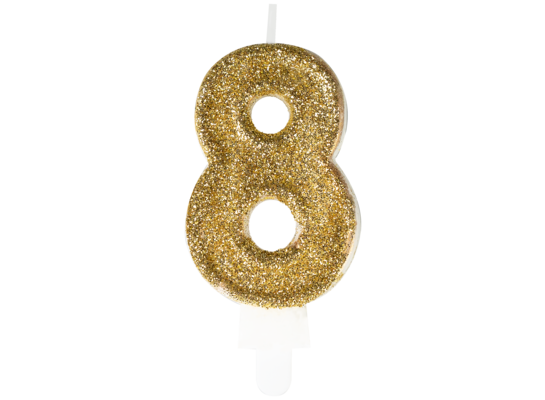 Świeczka premium cyfra 8 złoty