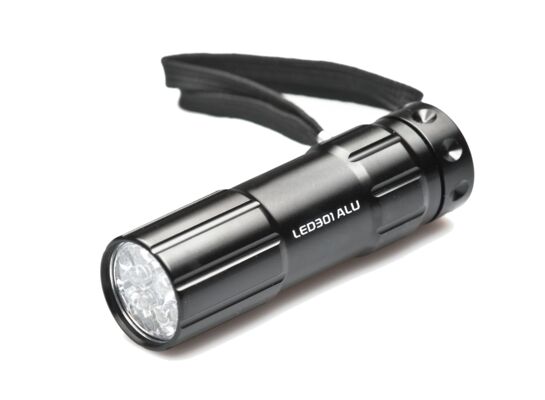 Latarka ręczna 301 ALU, bateryjna (3 x AAA), zestaw: (pasek nośny), Falcon Eye