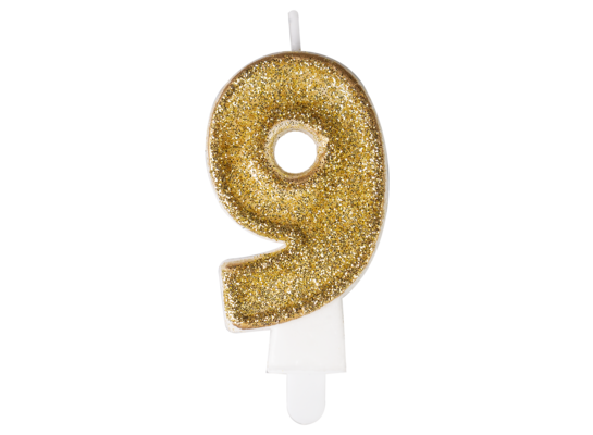 Świeczka premium cyfra 9 złoty