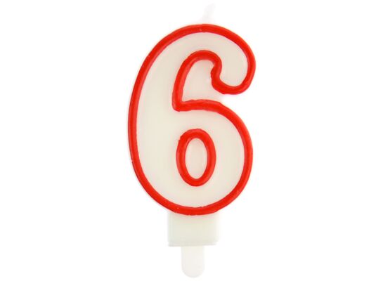 Świeczka cyfra 6 czerwony