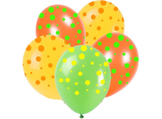 Balon w neonowe kropki 5 sztuk mix