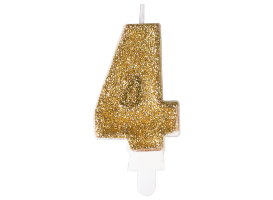Świeczka premium cyfra 4 złoty