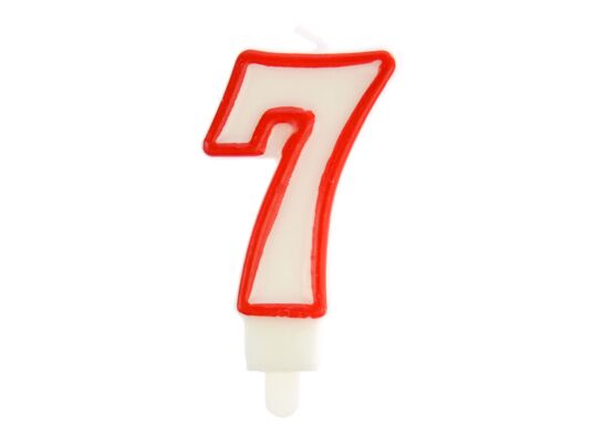 Świeczka cyfra 7 czerwony