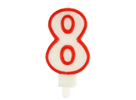 Świeczka cyfra 8 czerwony