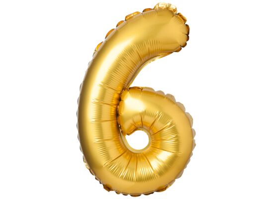 Balon foliowy cyfra 6 matowy złoty