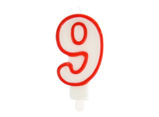 Świeczka cyfra 9 czerwony