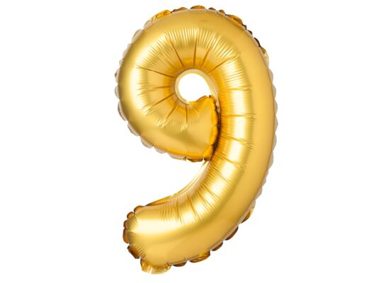Balon foliowy cyfra 9 matowy złoty