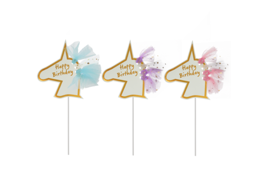 Dekoracja na tort jednorożec 5 sztuk mix